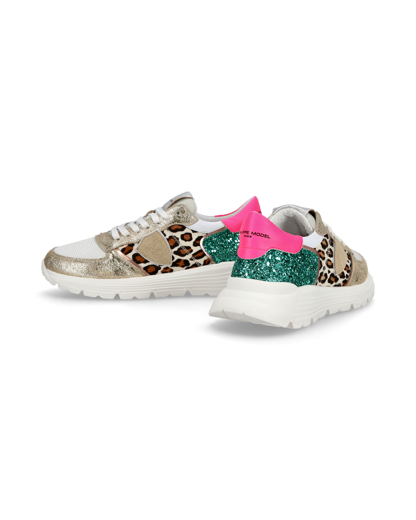 Sneakers basse Trpx Haute da Ragazzo in pelle e glitter, Bianco Verde