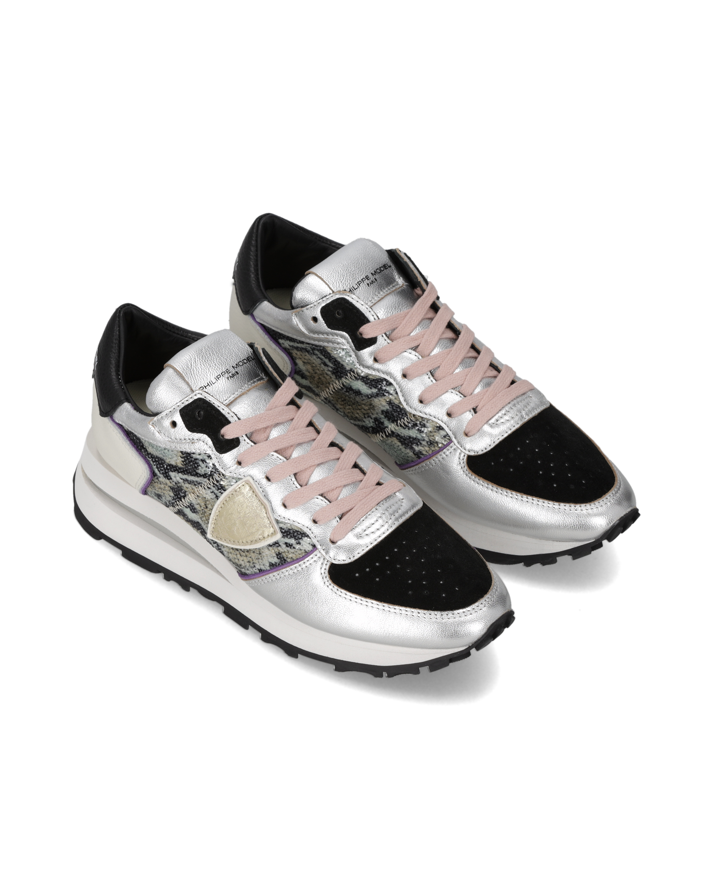 Sneakers Tropez Haute für Damen, Silber Animal-Print Schwarz