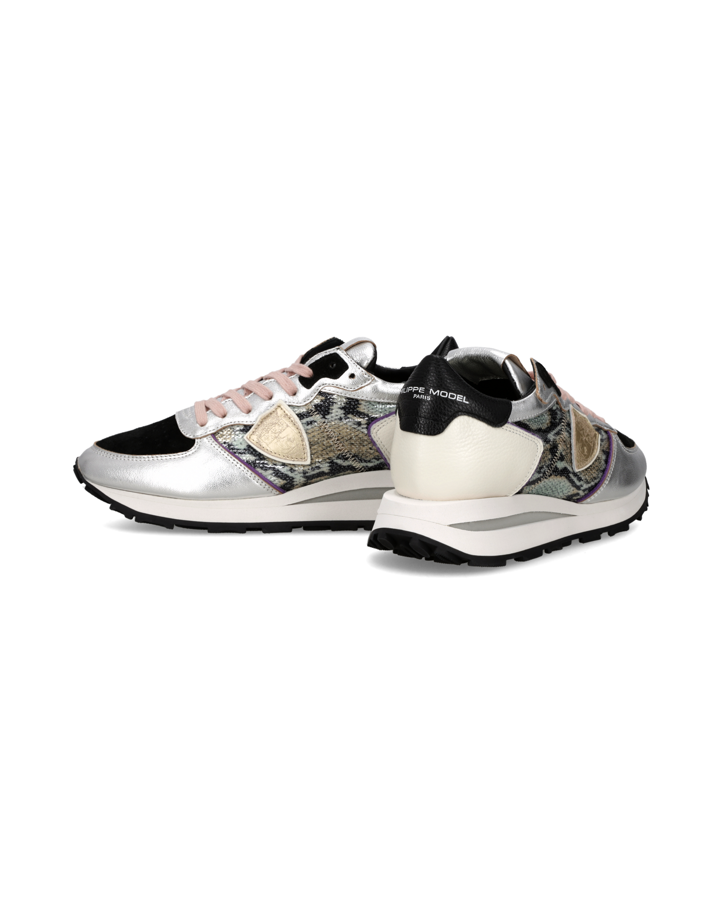 Sneakers Tropez Haute für Damen, Silber Animal-Print Schwarz