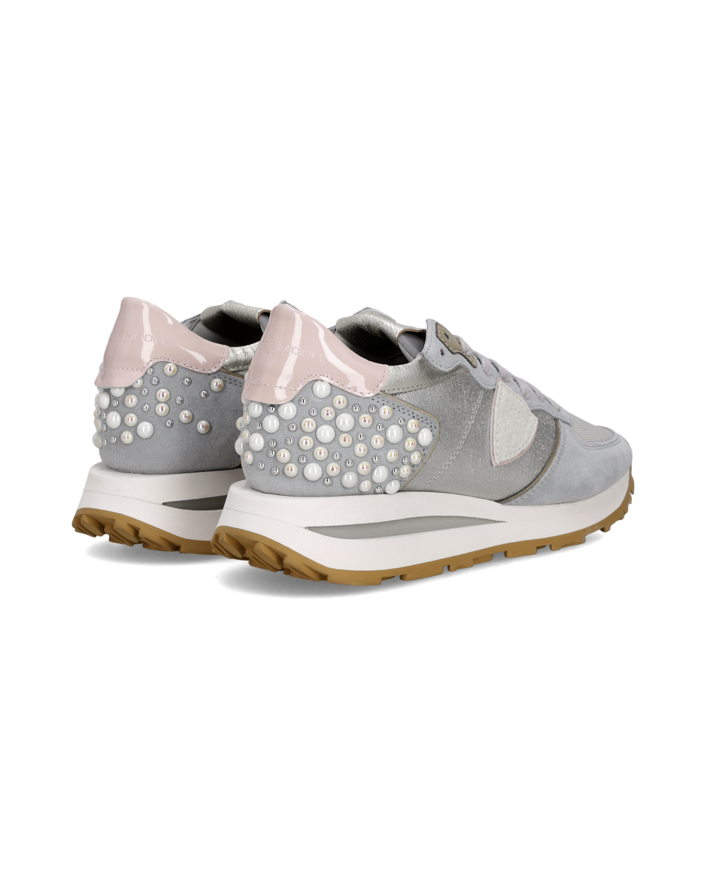 Sneakers Tropez Haute Donna, Argento Rosa con perle