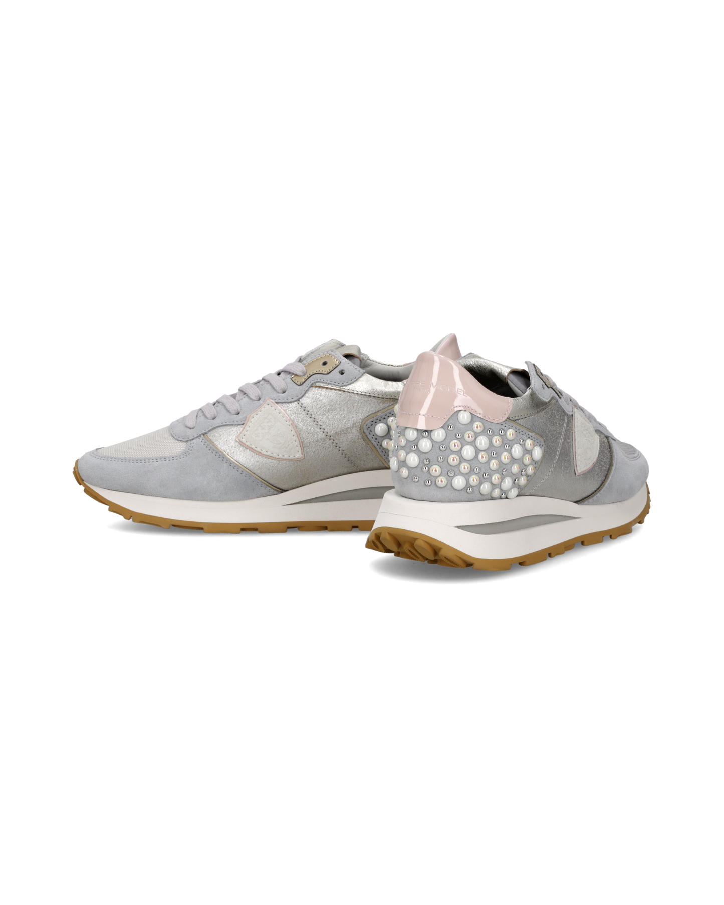 Sneakers Tropez Haute Donna, Argento Rosa con perle