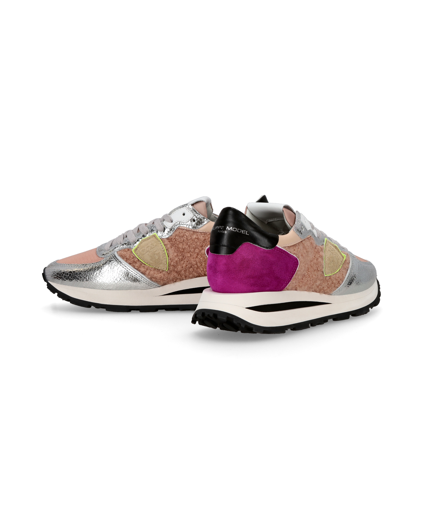 Baskets casual Trpx Haute femme en suède, argent et rose