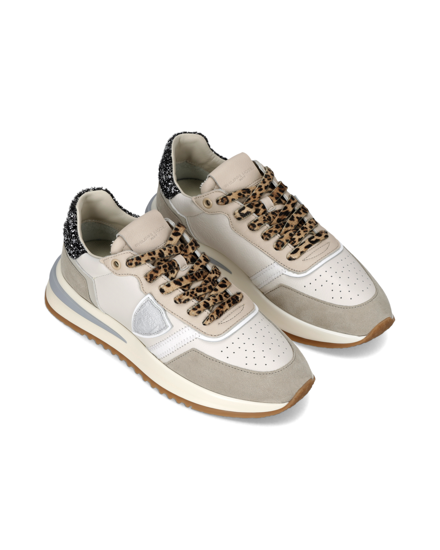 Sneakers Tropez 2.1 Women with glitter heel tab, Sand Black