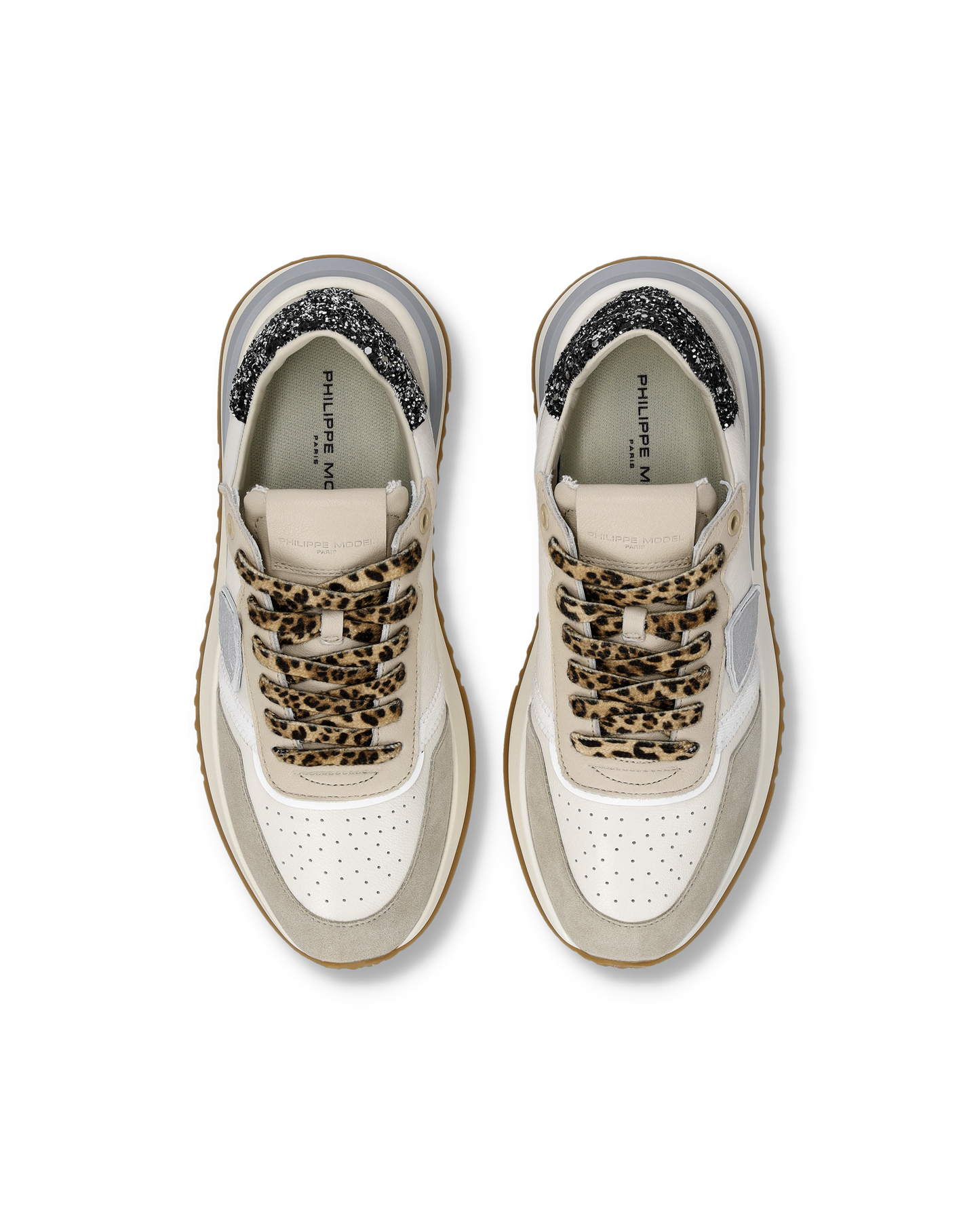 Sneakers Tropez 2.1 Women with glitter heel tab, Sand Black