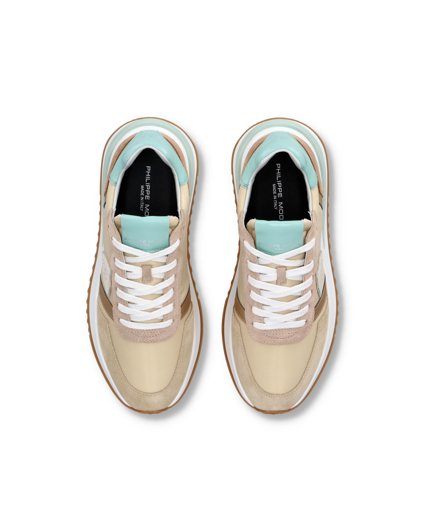 Sneaker casual Tropez 2.1 da donna in nylon e pelle - Turchese e beige