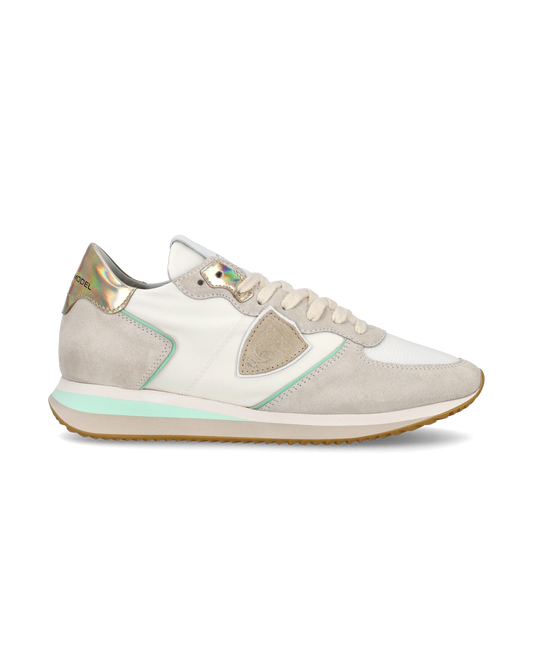 Zapatilla baja Trpx para mujer - blanca, verde agua y dorada