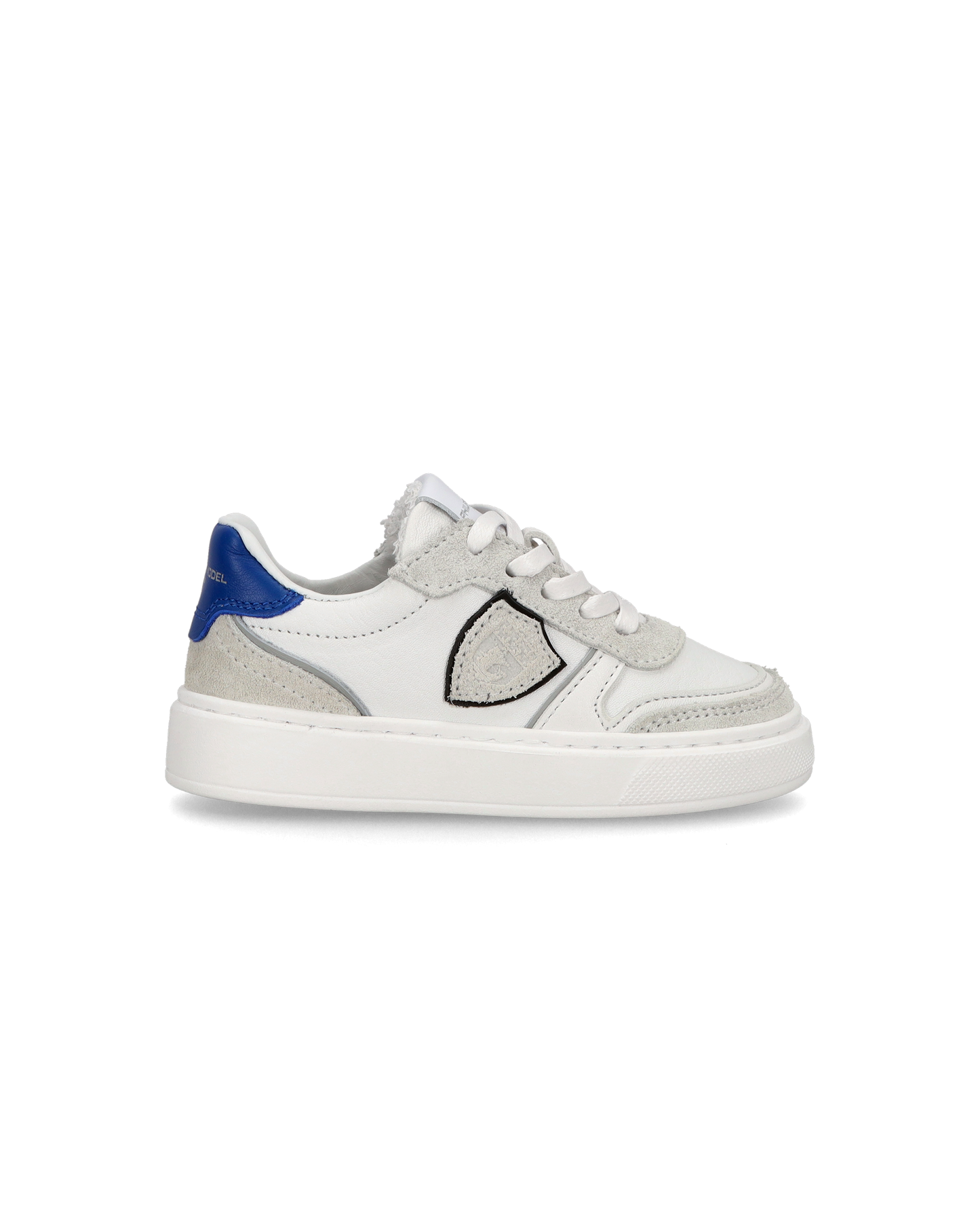 Baby Nice Low-Top Sneakers in Leather, White Blue