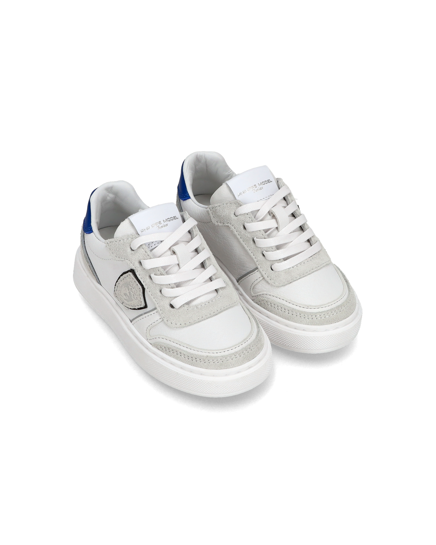 Baby Nice Low-Top Sneakers in Leather, White Blue