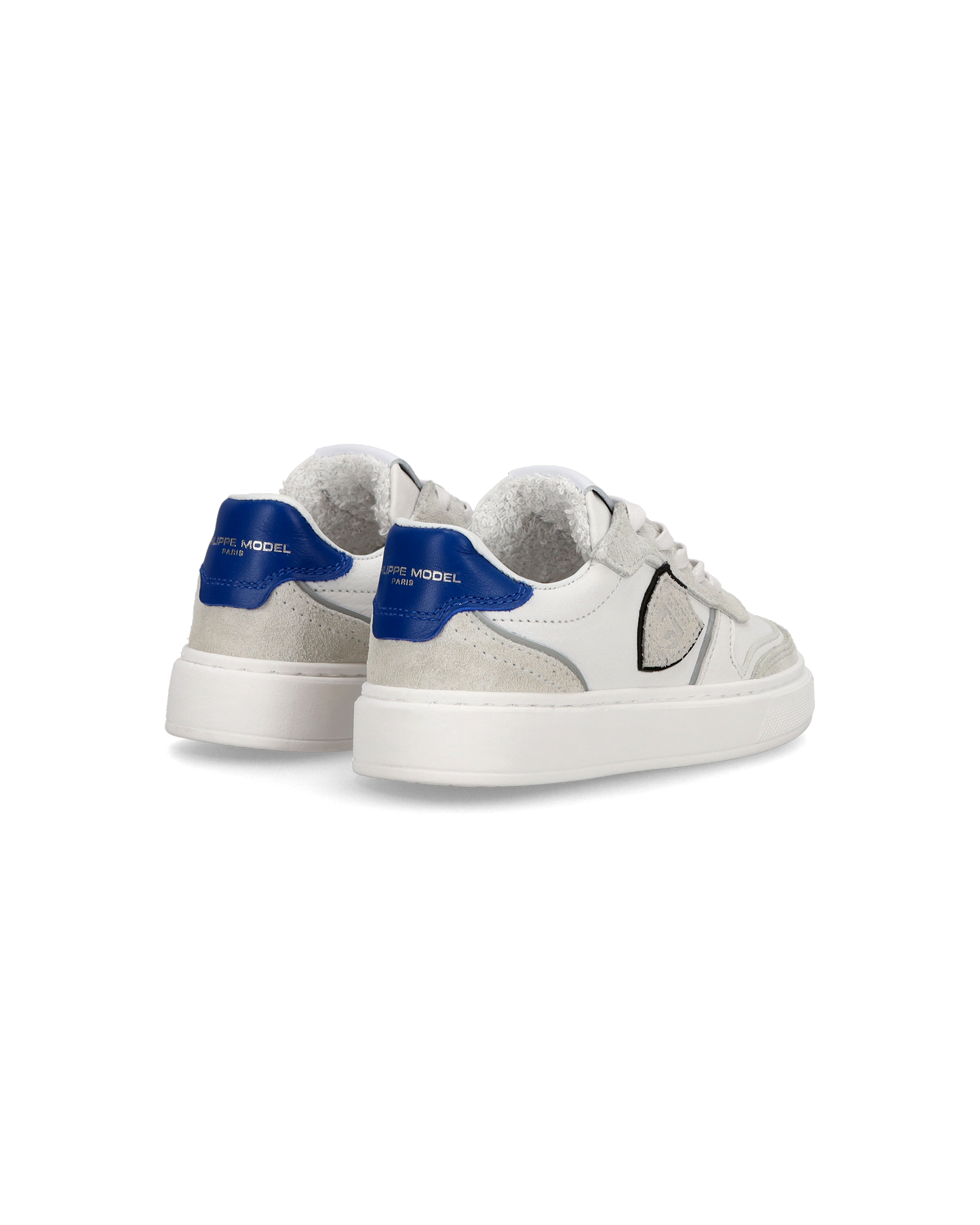 Baby Nice Low-Top Sneakers in Leather, White Blue