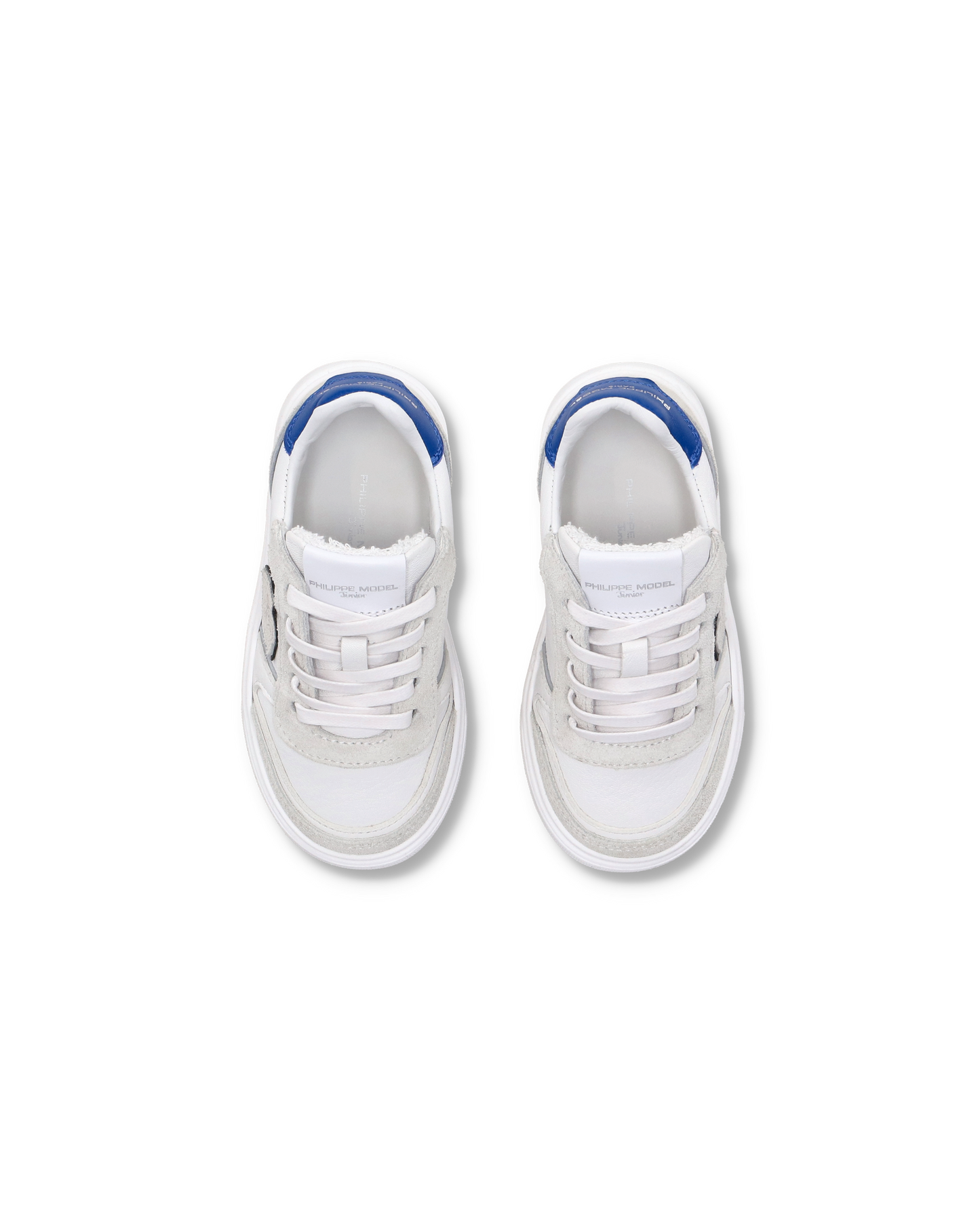 Baby Nice Low-Top Sneakers in Leather, White Blue