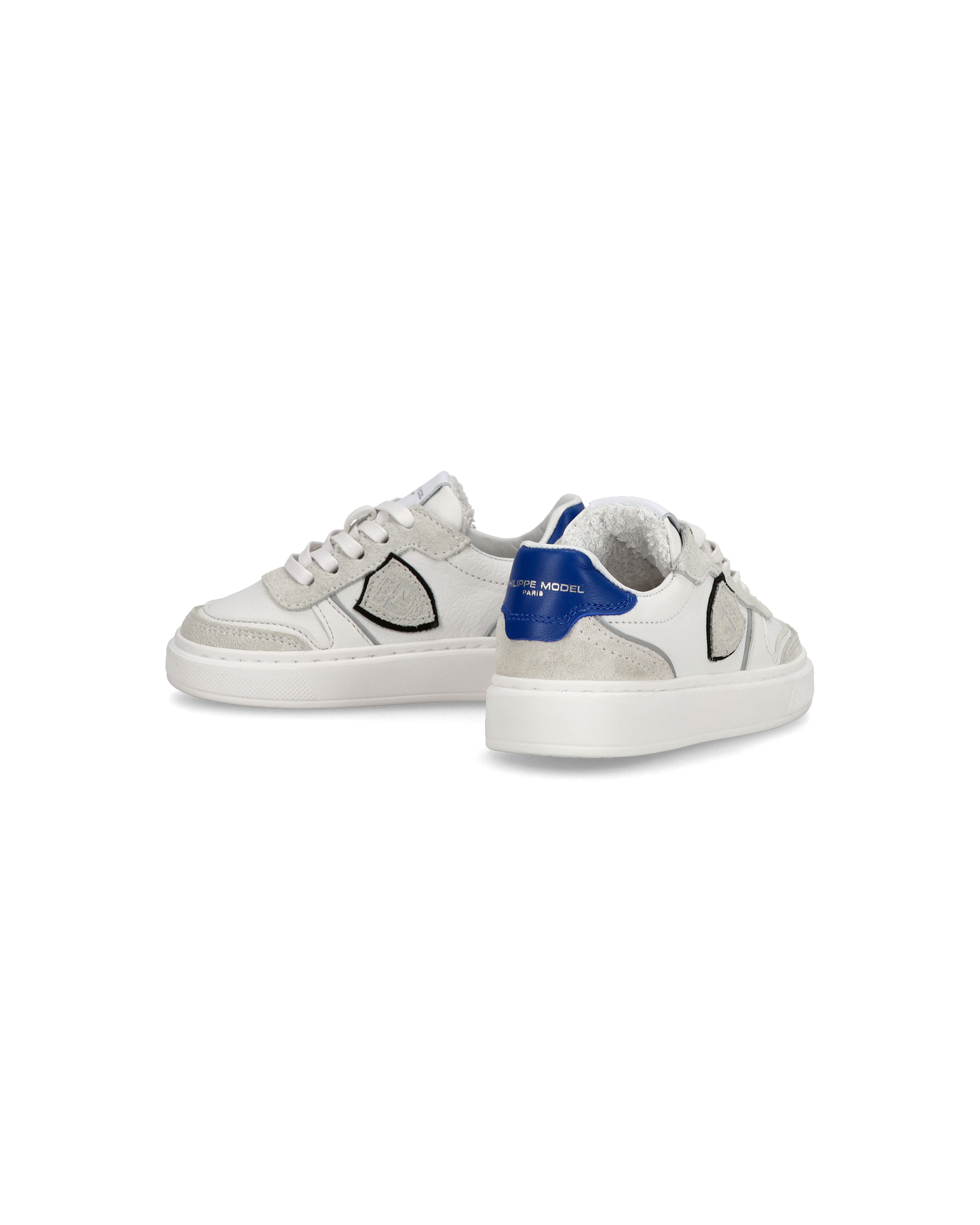 Baby Nice Low-Top Sneakers in Leather, White Blue