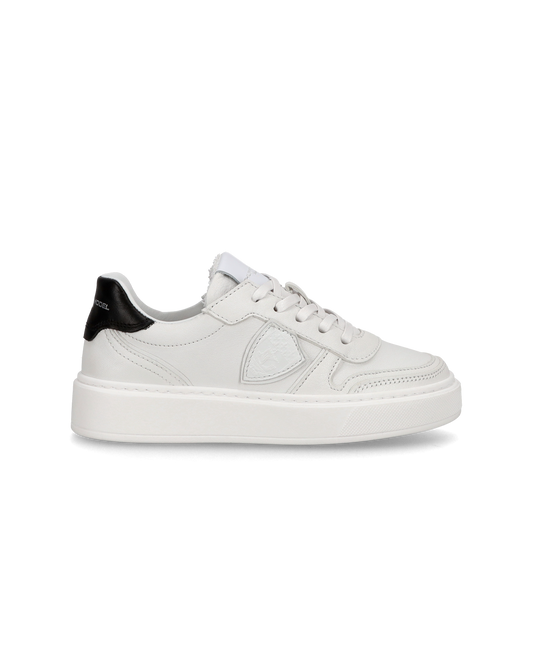 Sneakers basse Nice da Ragazzi in pelle, Bianco Nero