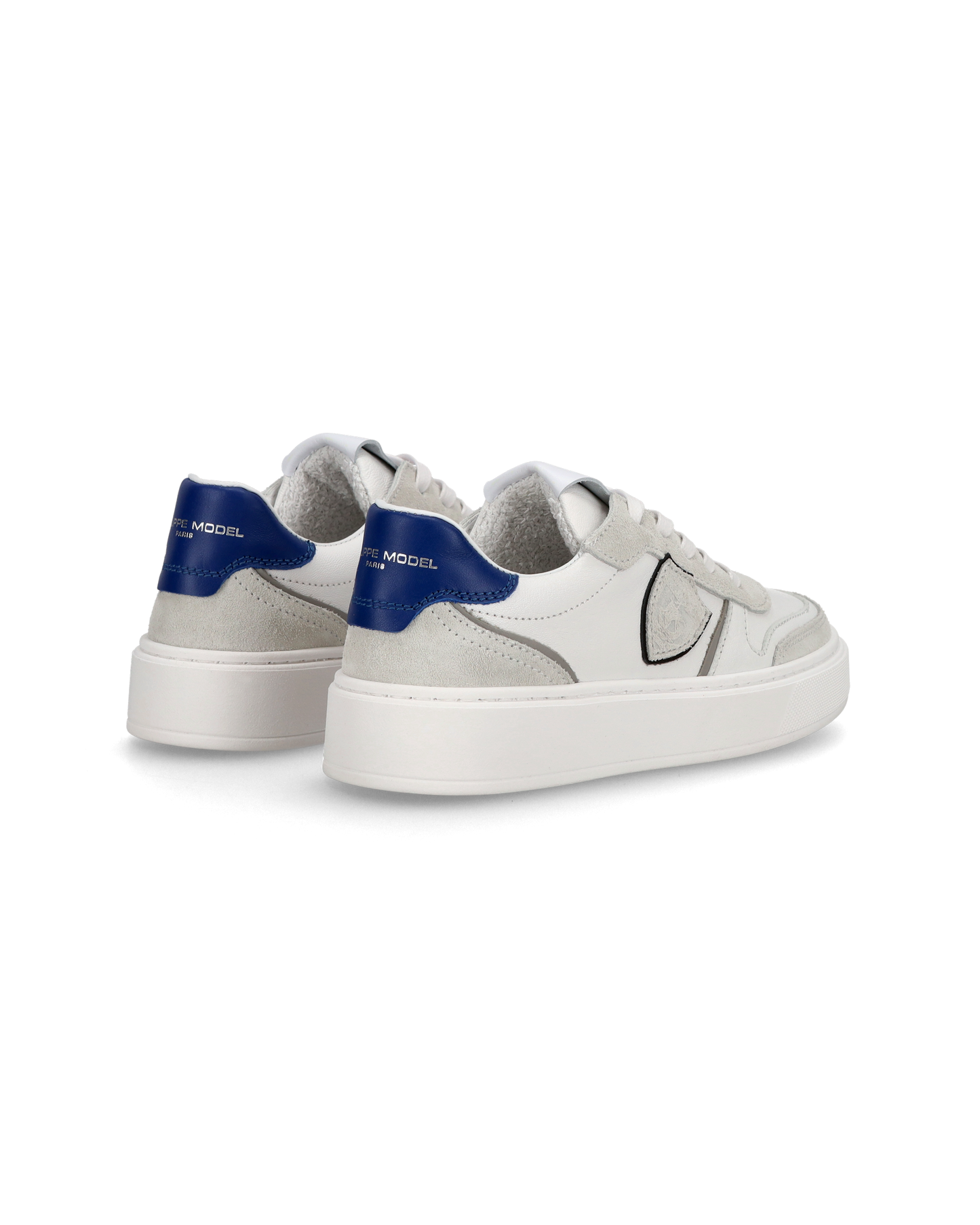 Junior Nice Low-Top Sneakers in Leather, White Blue