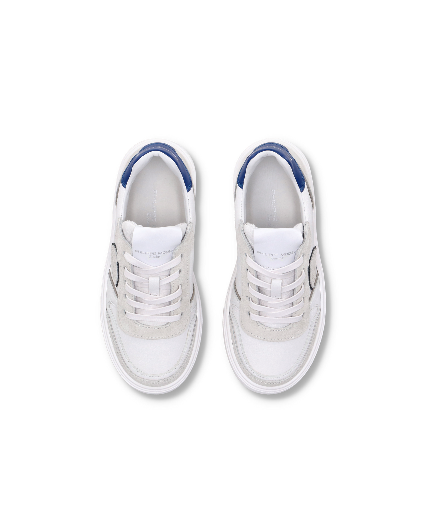 Junior Nice Low-Top Sneakers in Leather, White Blue