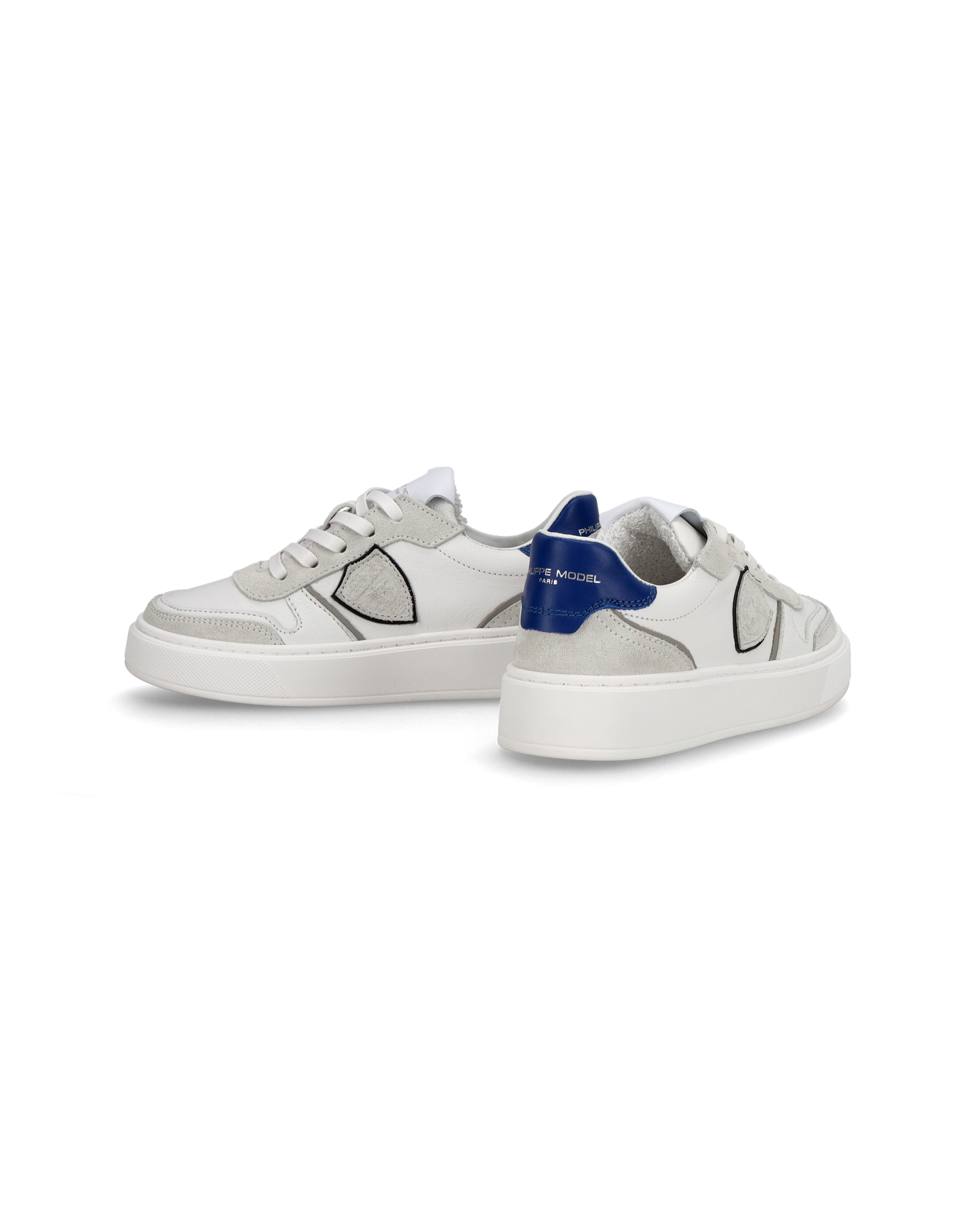 Junior Nice Low-Top Sneakers in Leather, White Blue