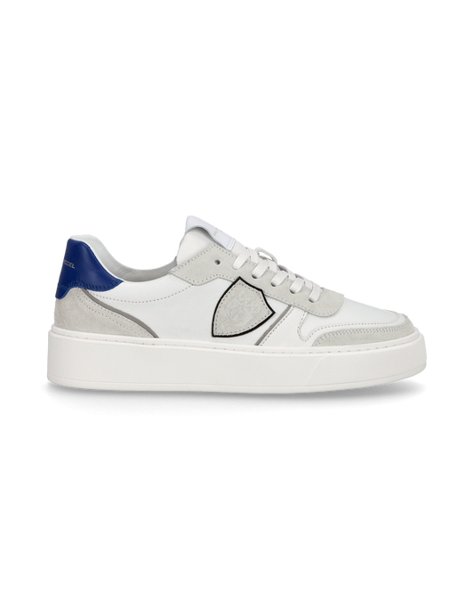 Junior Nice Low-Top Sneakers in Leather, White Blue