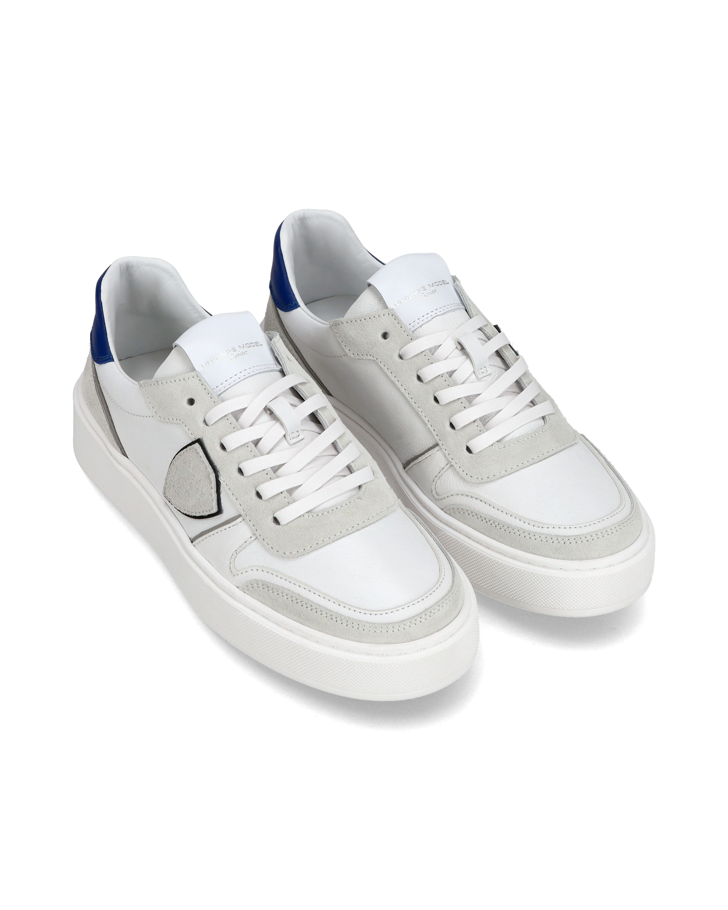 Junior Nice Low-Top Sneakers in Leather, White Blue