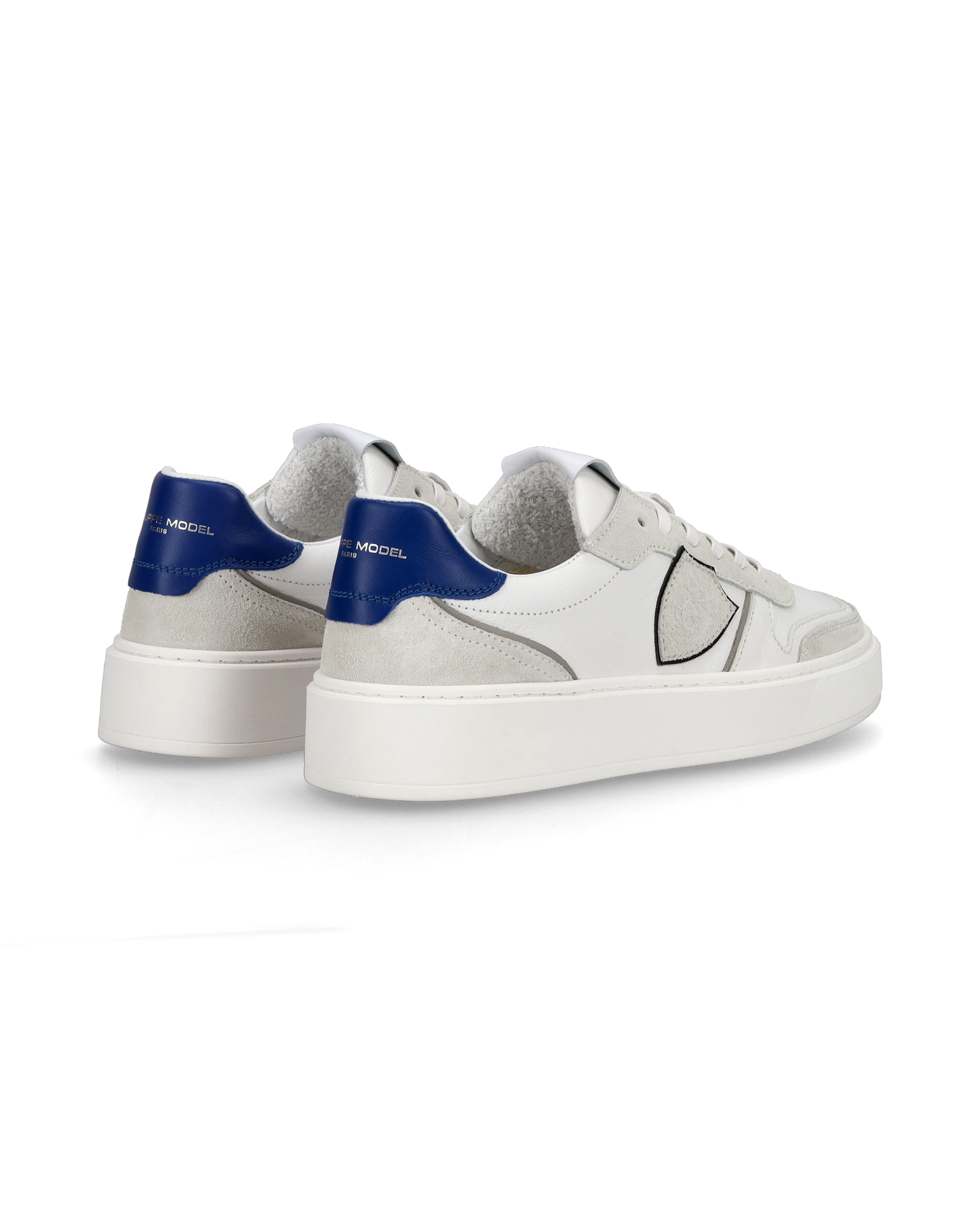 Junior Nice Low-Top Sneakers in Leather, White Blue