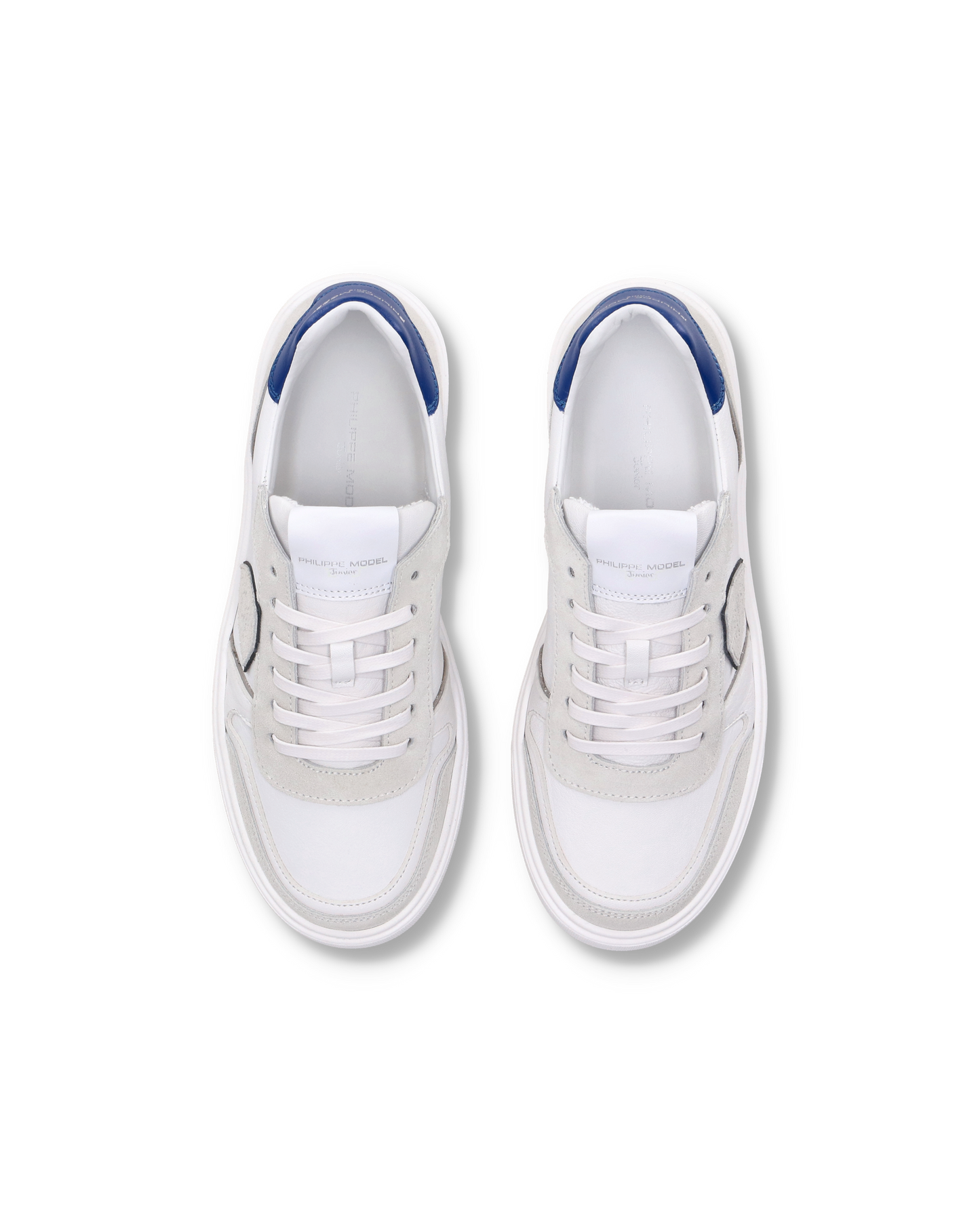 Junior Nice Low-Top Sneakers in Leather, White Blue