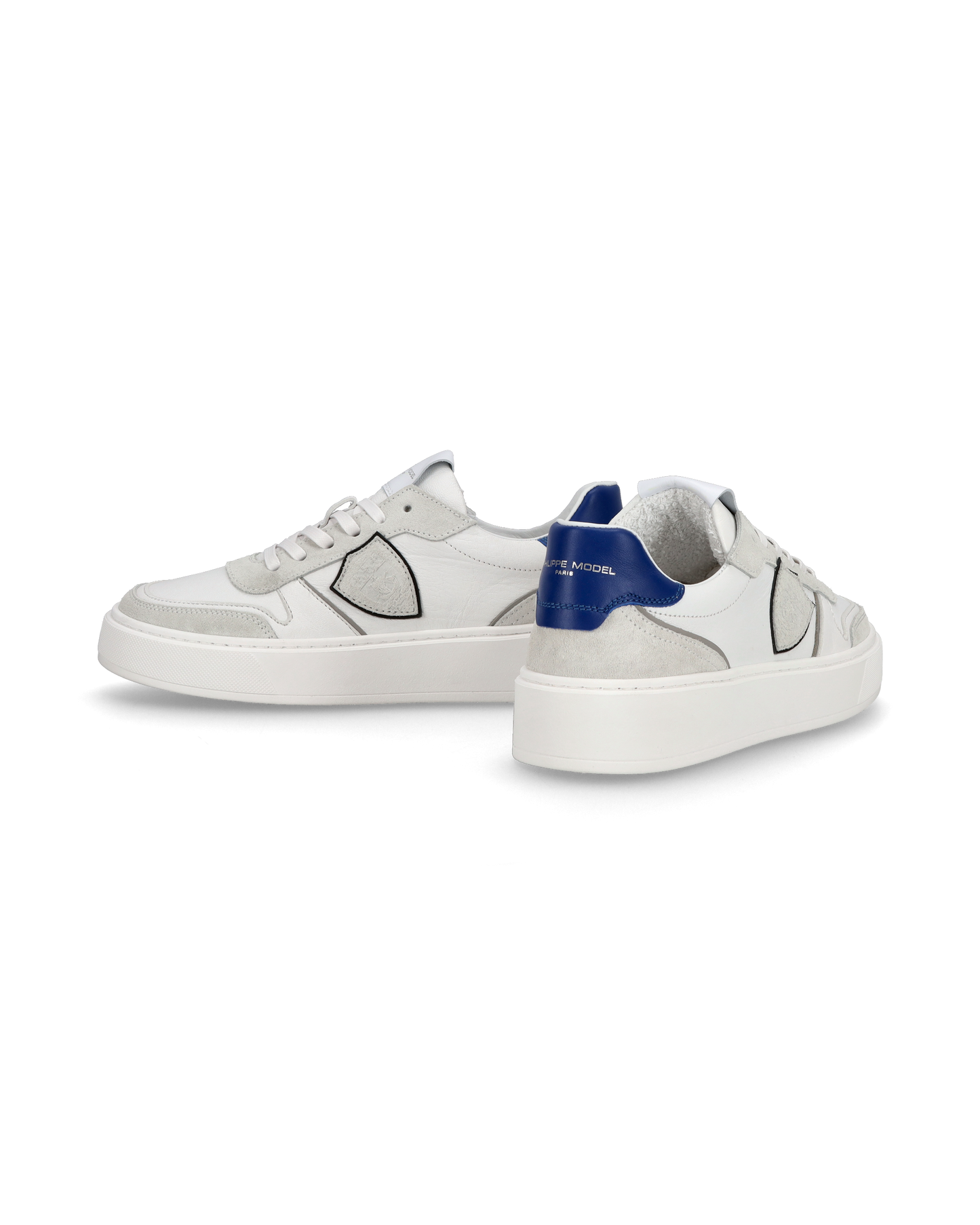 Junior Nice Low-Top Sneakers in Leather, White Blue