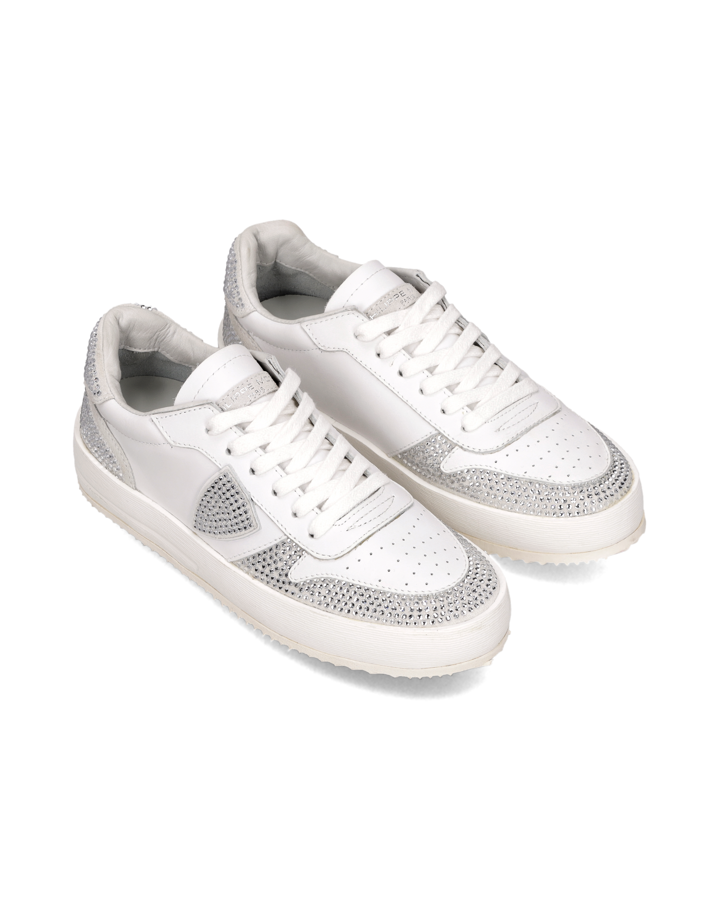 Sneakers Nice donna con strass, Bianco