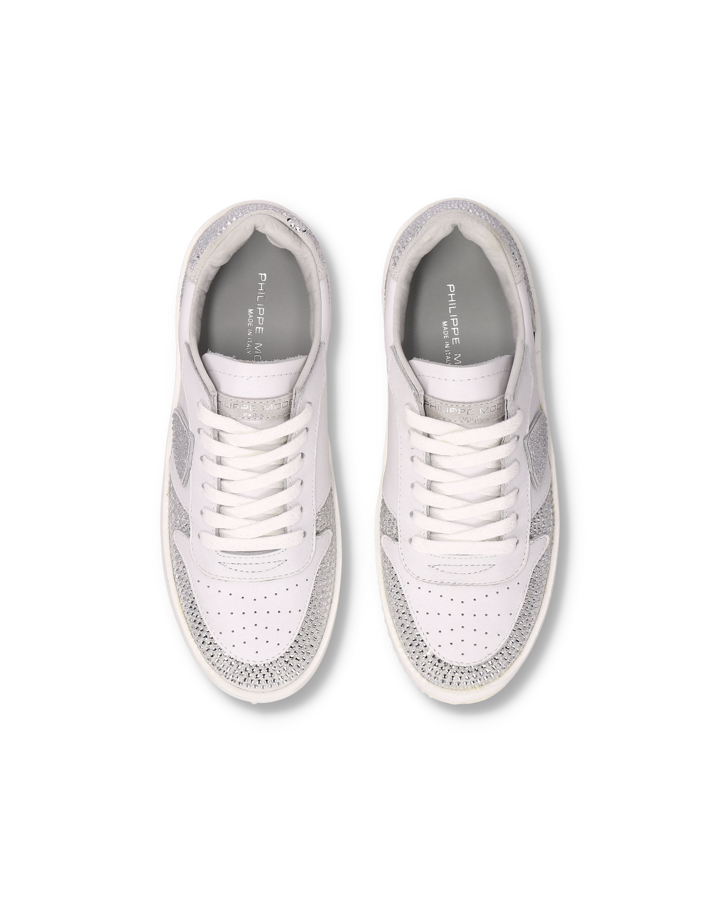 Sneakers Nice donna con strass, Bianco