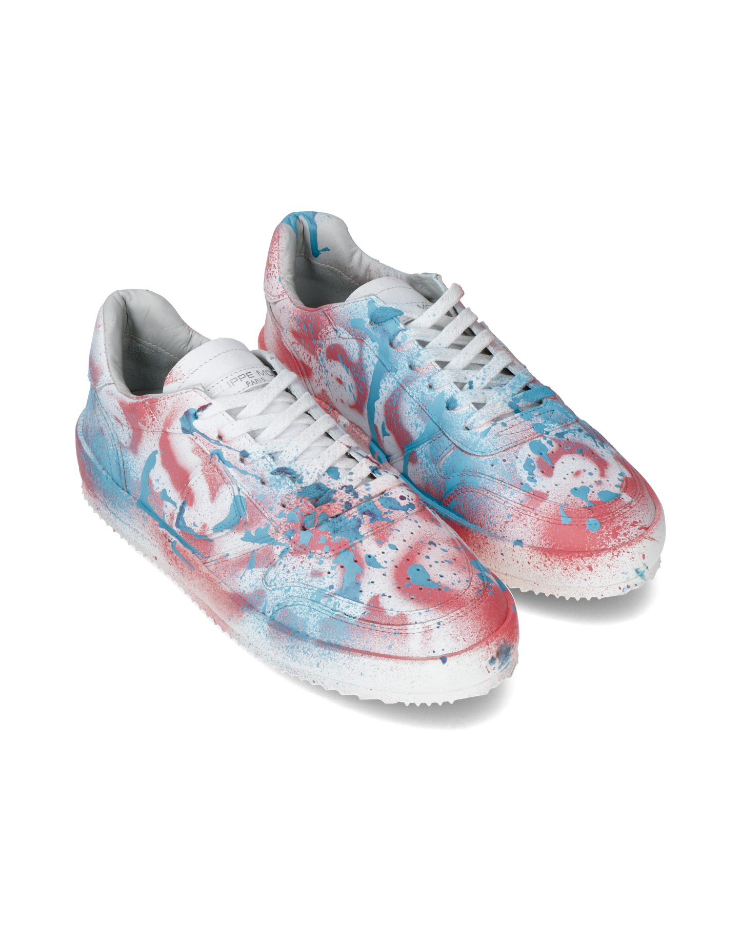 Sneakers Streetwear Nice Women, Leather - Blanc Azul Rose