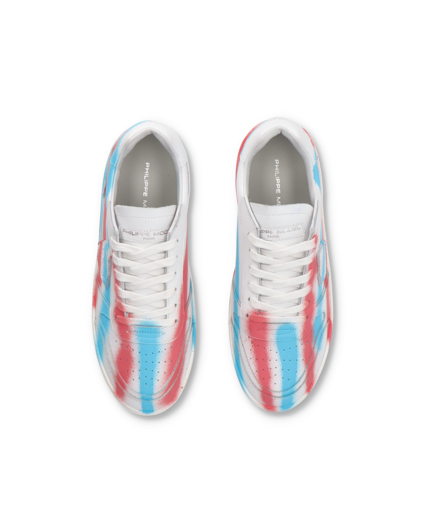 Sneakers Streetwear Nice Women, Leather - Blanc Rose Azul