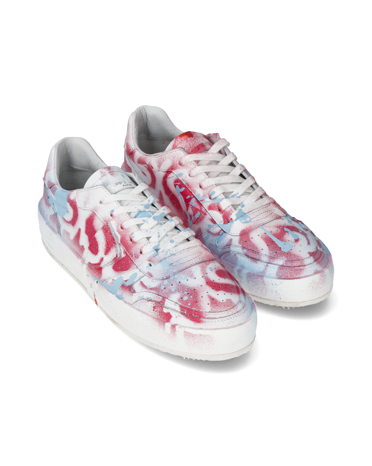 Sneakers Streetwear Nice Men, Leather - Blanc Rouge Azul